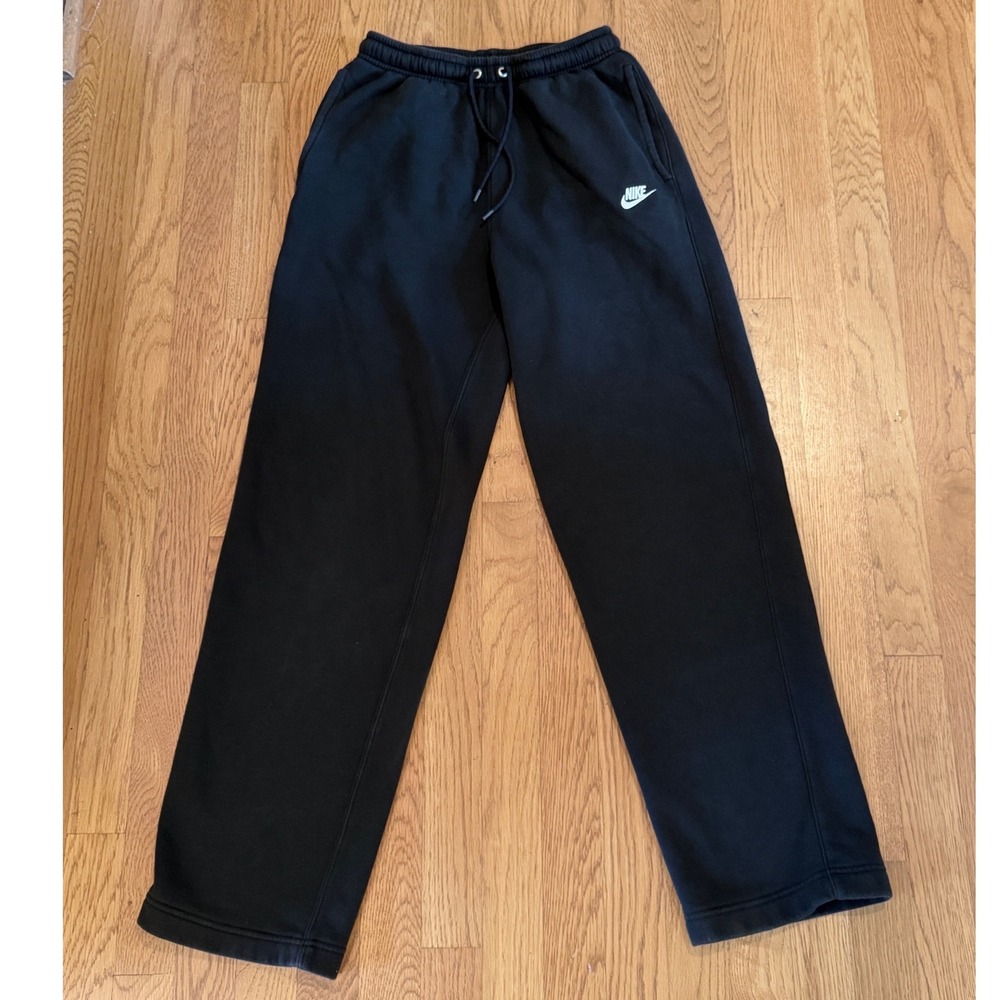 Nike Sportswear Club Fleece Wide Leg Sweatpants Black XS Pockets Drawstring